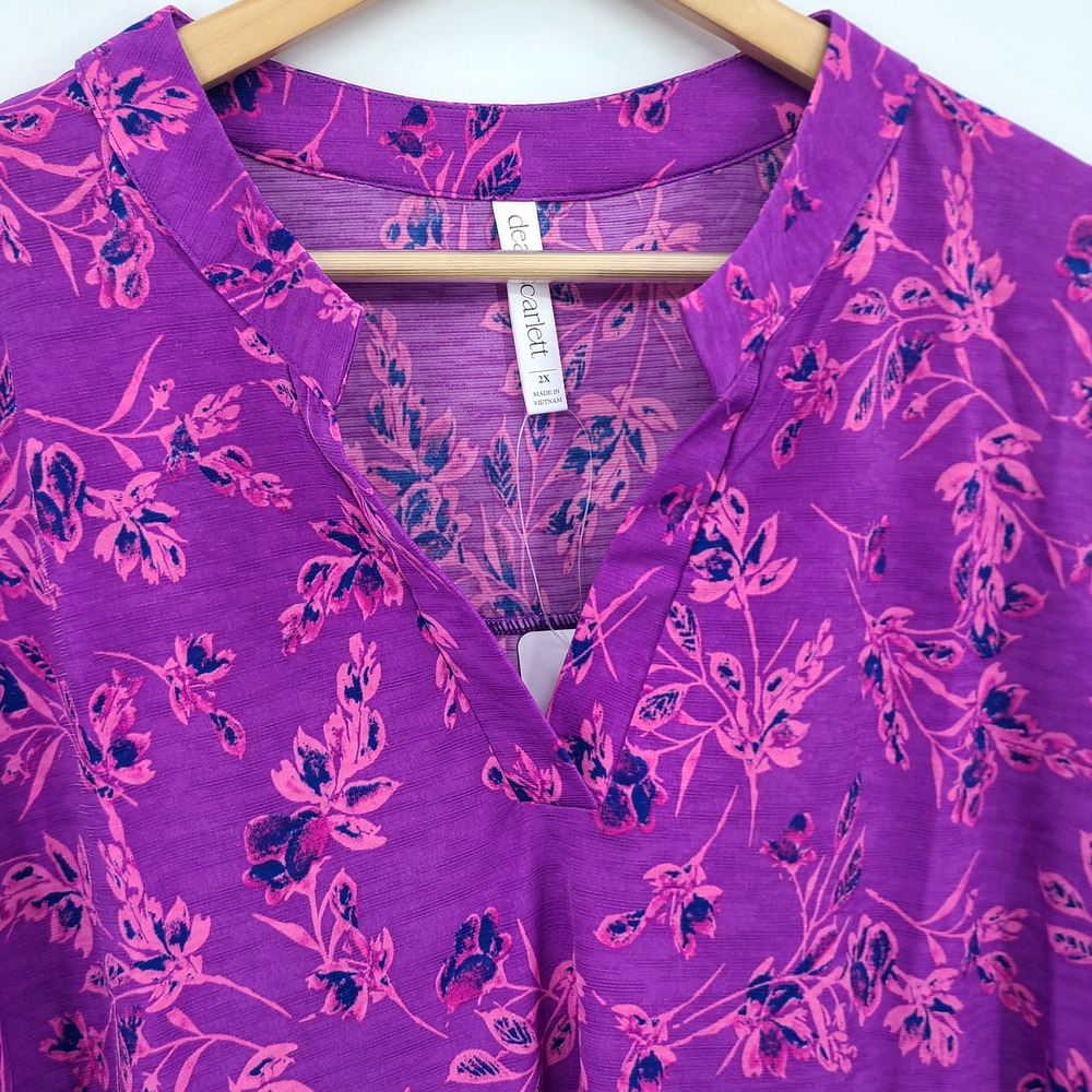NWT Dear Scarlett Lizzy Top Navy Magenta Floral Flowy Cottagecore Boho Chic - 2X - Picture 2 of 10